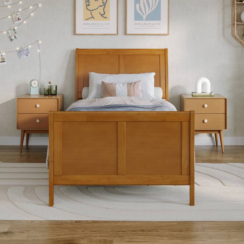 Portland Solid Wood Foundation Bed with Matching Footboard