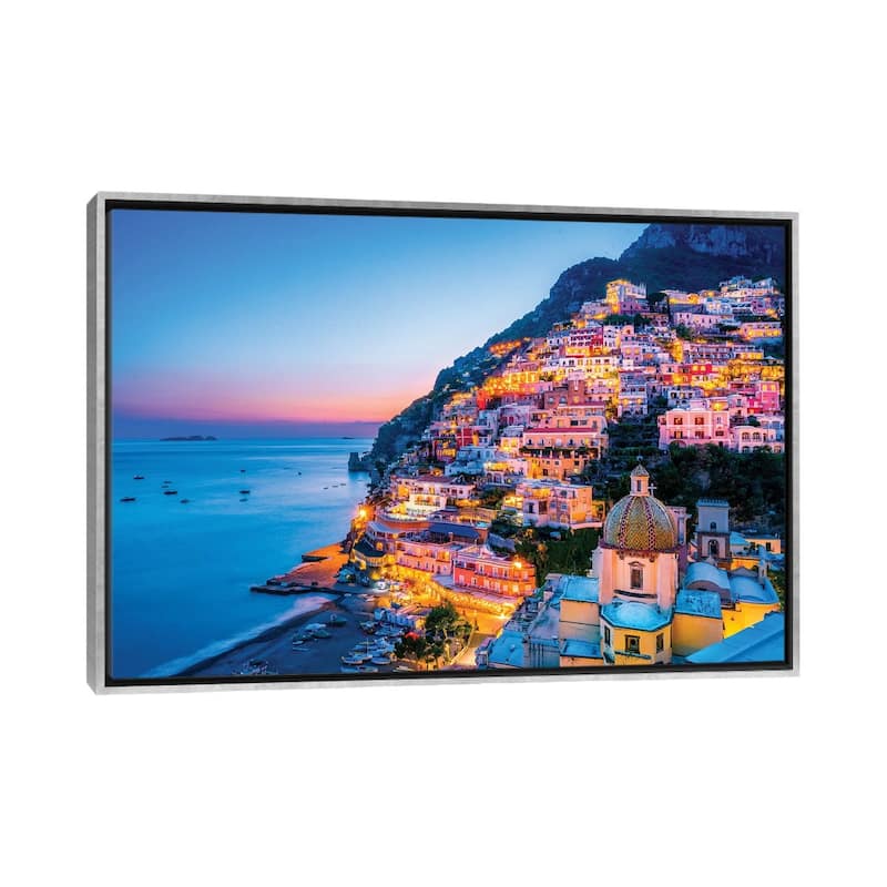 "Positano, Church Santa Maria Assunta Sunset " by Susanne Kremer Framed