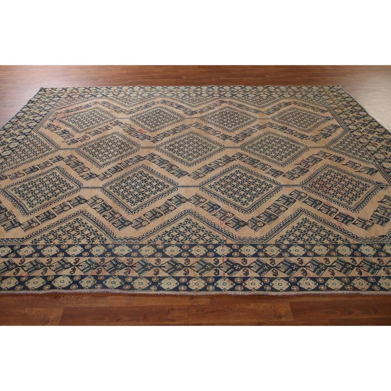 Distressed Bakhtiari Persian Vintage Rug Handmade Wool Carpet - 8'3"x 11'1"
