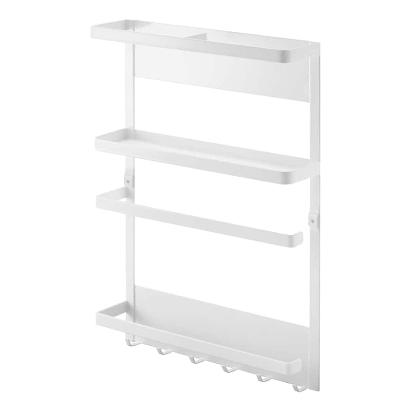 Yamazaki Home Magnetic Kitchen Organizer, Steel - L 3.5 x W 11.4 x H 14.2 inches - White - L 3.5 x W 11.4 x H 14.2 inches