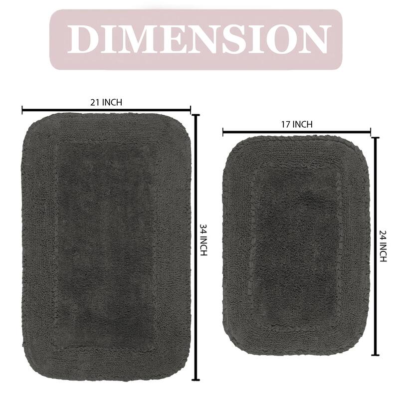 Radiant Collection Absorbent Cotton 2 Piece Set Machine Washable Bath Rug