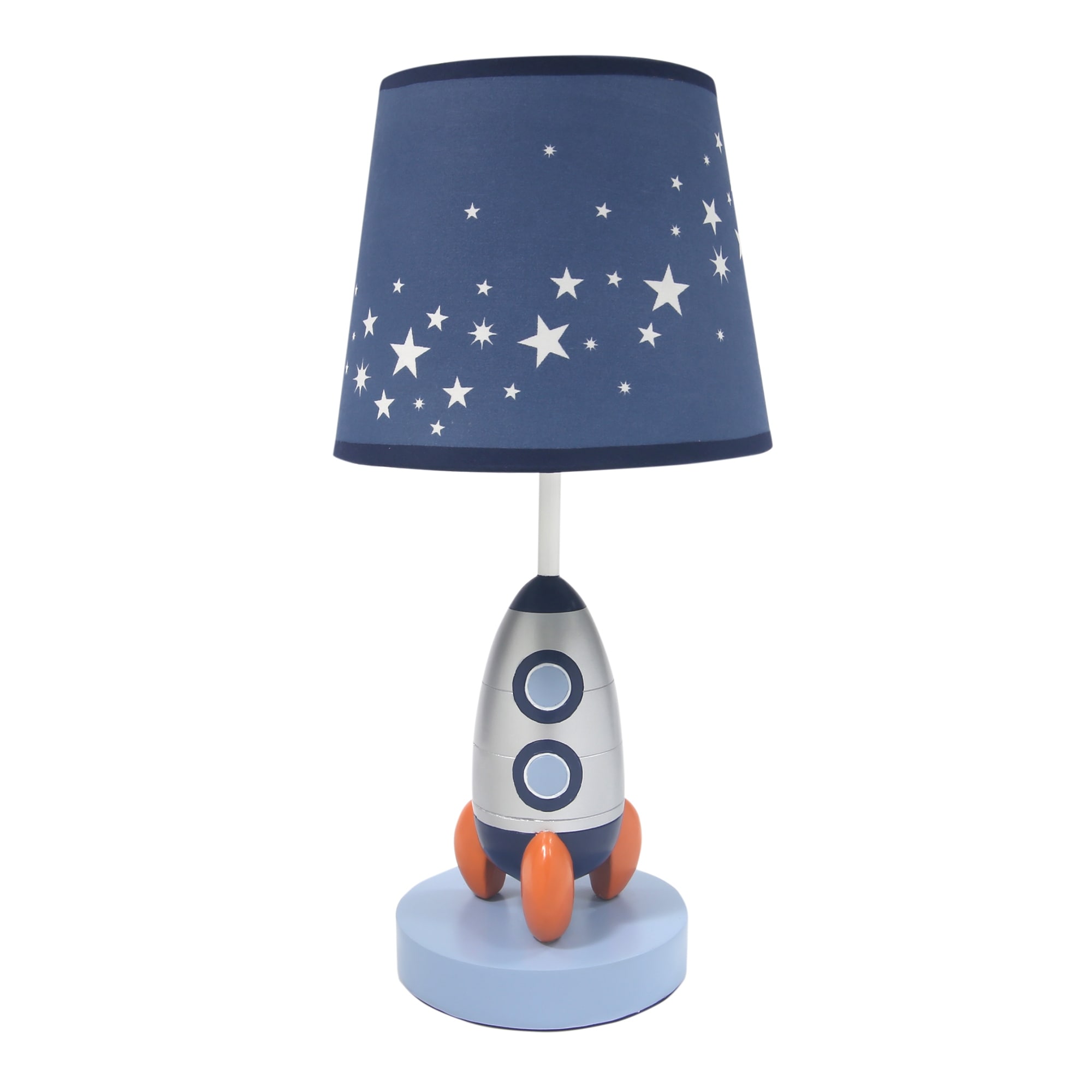 Lambs Ivy Milky Way Blue Silver Rocket Ship Nursery Lamp Lambs Ivy Milky Way Blue Silver