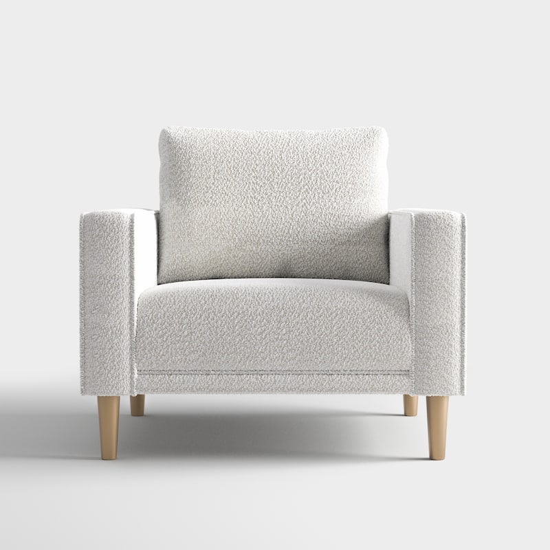 Furniture of America Isidora Contemporary Boucle Sofa Set with Back Pillows and Wooden Legs, 2-Piece or 3-Piece Options