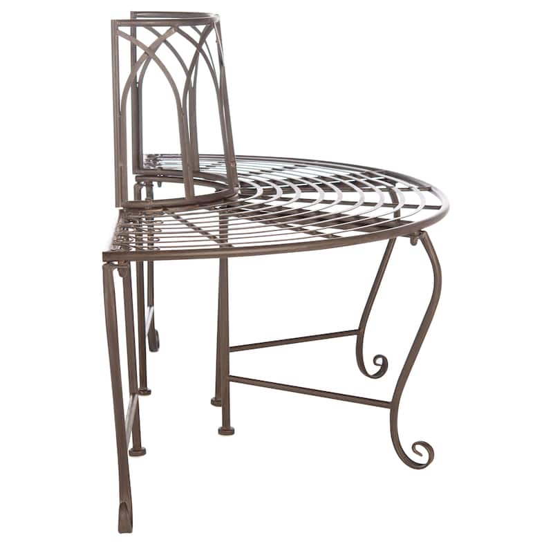 SAFAVIEH Nya Victorian Wrought Iron 50-inch Outdoor Tree Bench - 50 In. W x 24 In. D x 31 In. H - 50"W x 24"D x 31"H