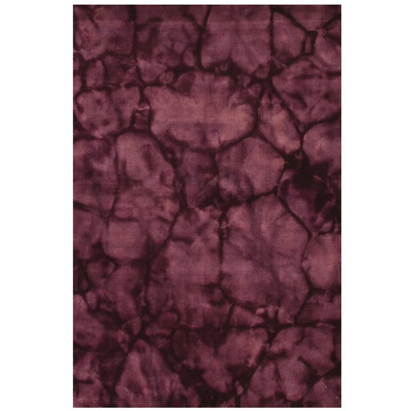 Purple Handmade Wool Contemporary Dip-Dyed Rug, 5' x 8', Soft Elegant Artistic Rug - L
