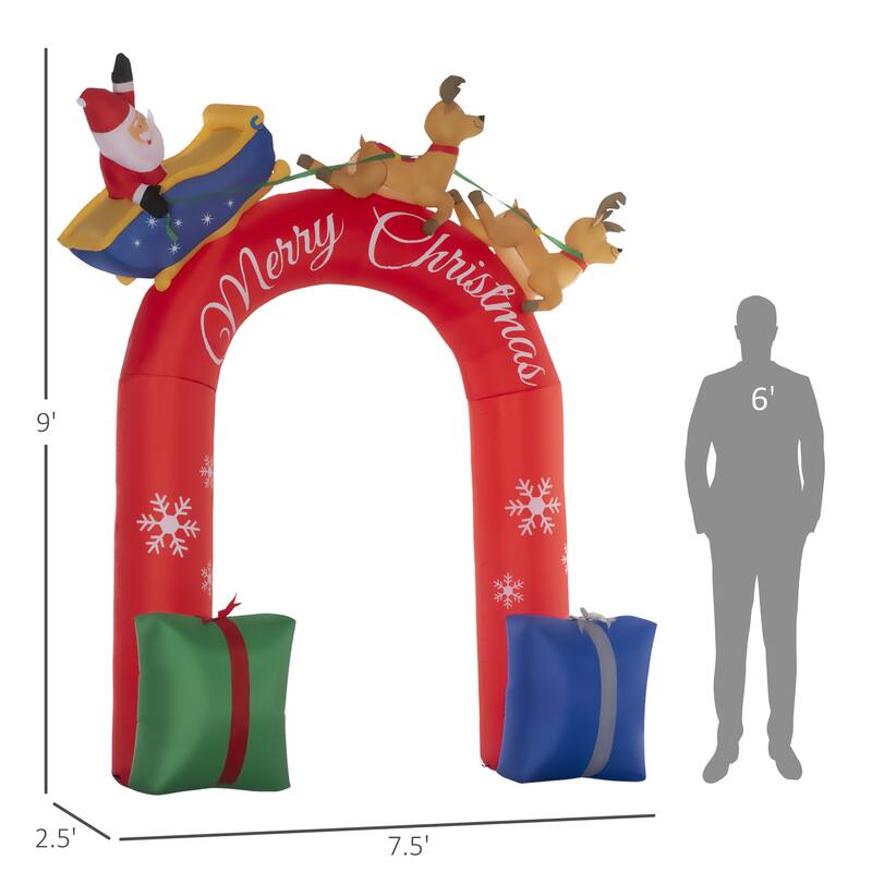Outsunny 9ft Inflatable Christmas Arch with Santa Claus, Blow-Up LED Display