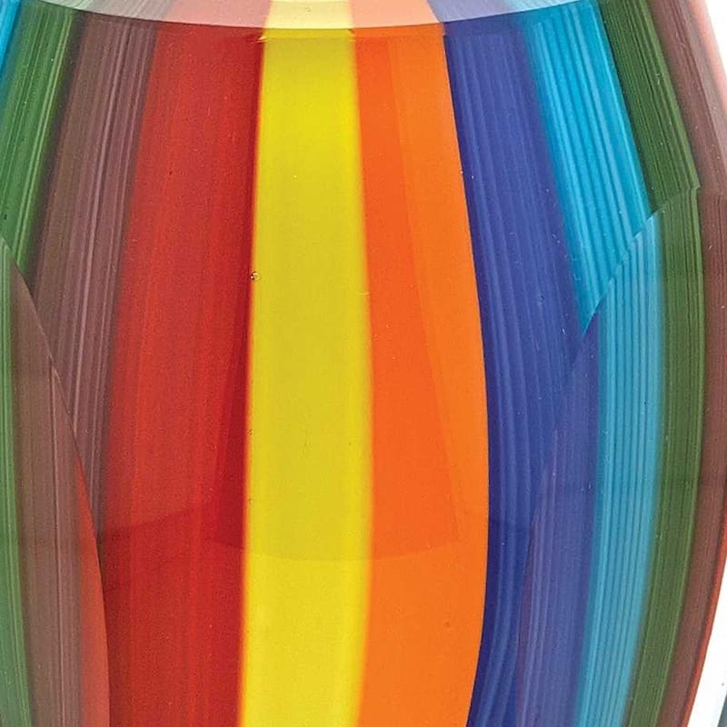 HomeRoots 6" Blue Clear Red And Yellow Cylinder Crystal Glass Table Vase