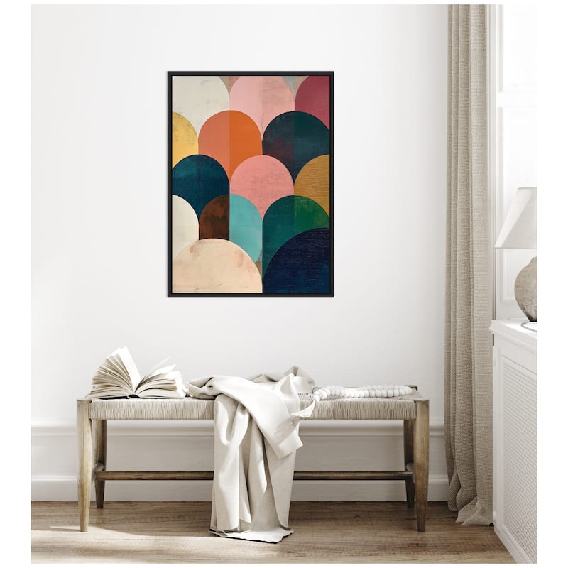Kate and Laurel Sylvie Minimalist Geometric Abstract Jewel Tone Framed Canvas by The Creative Bunch Studio