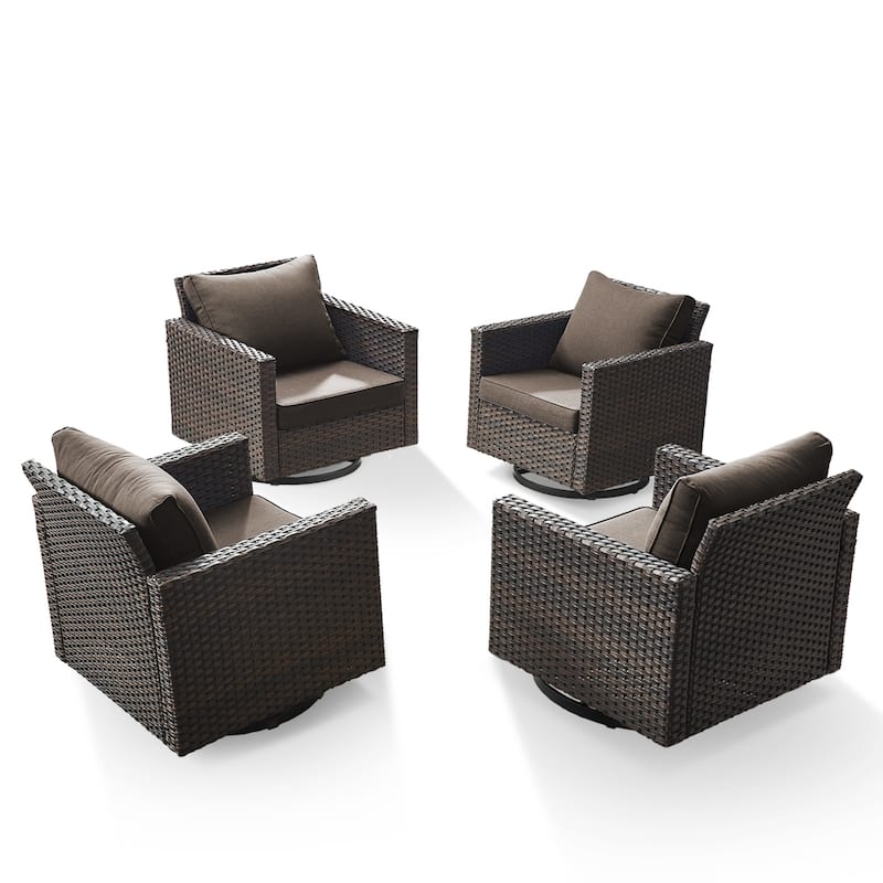 Pocassy Glider Chairs PE Wicker Swivel Chairs Set of 4