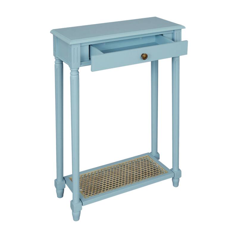 Lenora 1-drawer Solid Wood Console Accent Table with Cane Shelf by East at Main