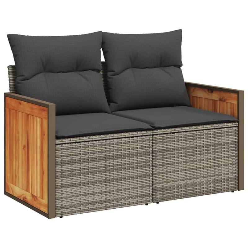 vidaXL Patio Sofa Set with Cushions Outdoor Conversation Furniture Poly Rattan