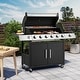 preview thumbnail 5 of 7, 3-Burner Propane Grill with Side Burner, Locking Wheels, 395 Sq. In. Cooking Area, 36,000 BTU Silver - Natural Gas