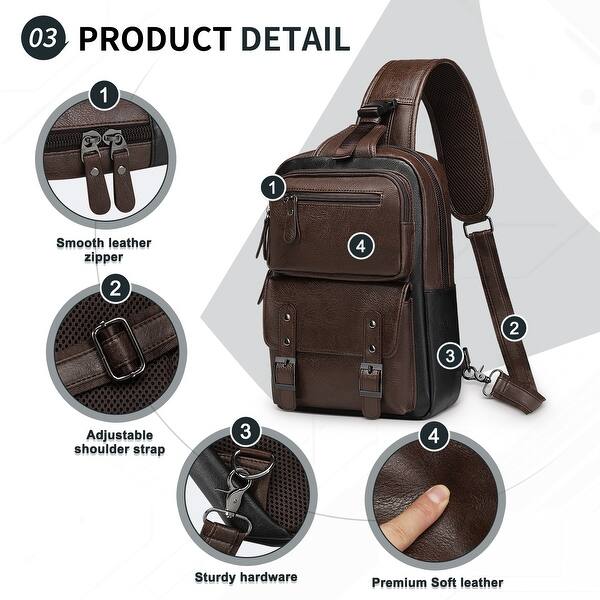 chest backpack leather Cool Women's Sling Bag Purse One Strap For Wome igemstonejewelry * One adjustable shoulder strap Vintage PU Leather Sling Backpack,