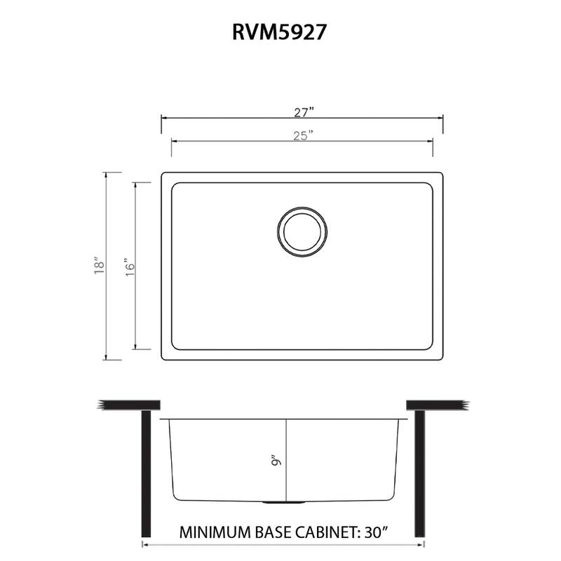 Ruvati 27-inch Undermount Kitchen Sink 16 Gauge Stainless Steel Single Bowl - RVM5927