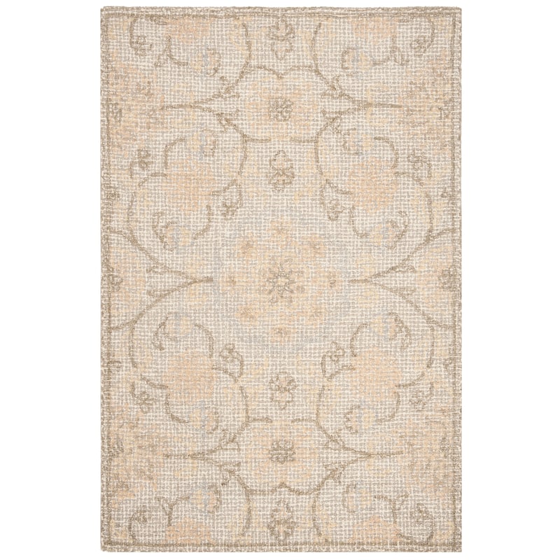 SAFAVIEH Handmade Abstract Gunjan Modern Wool Rug - 4' x 6' - Light Grey/Ivory
