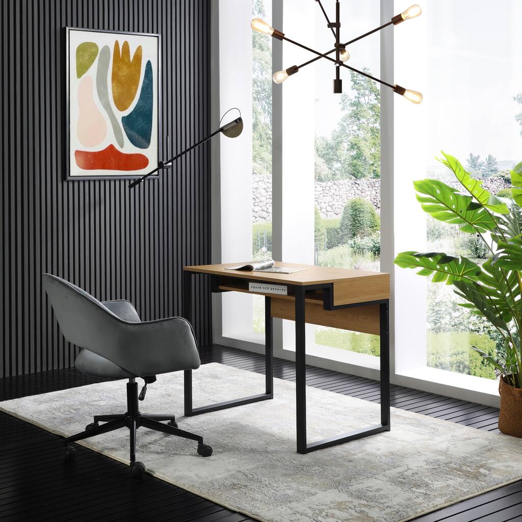 Cillian Open Front Storage ,Geometric Frame Writing Desk