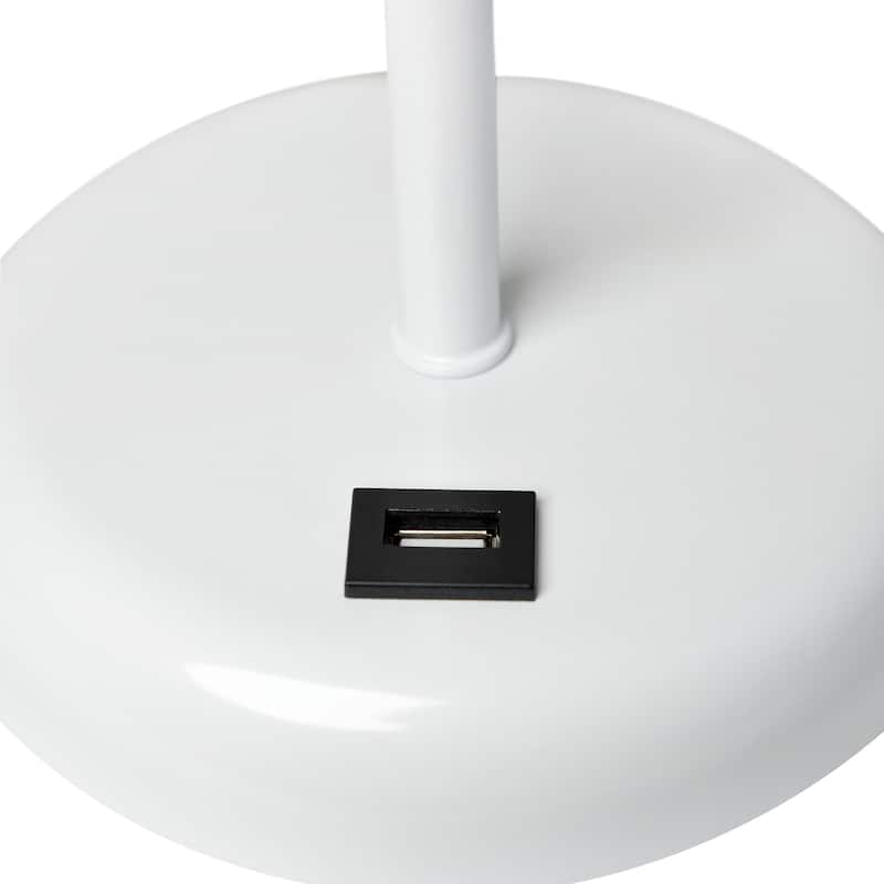 19.5" USB Port Feature Metal Lamp in White w Aqua Shade
