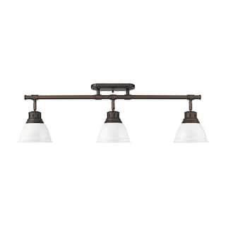 Yep by Golden Lighting Duncan 3-light Semi-Flush Mount in Rubbed Bronze and Matte White shade