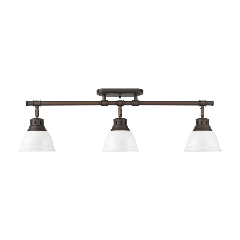Yep by Golden Lighting Duncan 3-light Semi-Flush Mount in Rubbed Bronze and Matte White shade