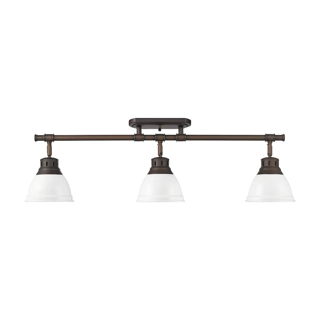 Yep by Golden Lighting Duncan 3-light Semi-Flush Mount in Rubbed Bronze and Matte White shade