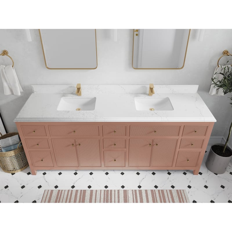 Willow Collections 84 in. W x 22 in. D Sonoma Free Standing Reeded Double Sink Bathroom Vanity with Countertop