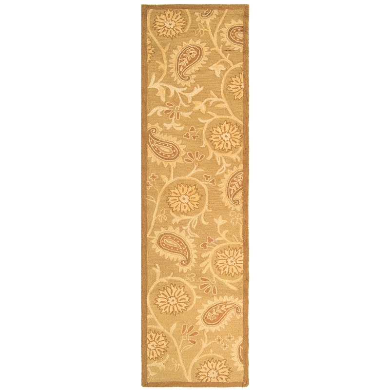 SAFAVIEH Handmade Berkeley Paisley Dosha Botanical Wool Rug - 2'6" x 10' Runner - Camel - Runner