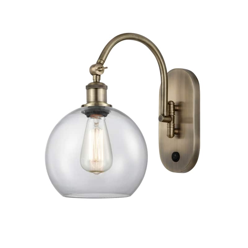 Innovations Lighting 518-1W-14-8 Athens Sconce Athens 14" Tall Wall - Antique Brass / Clear