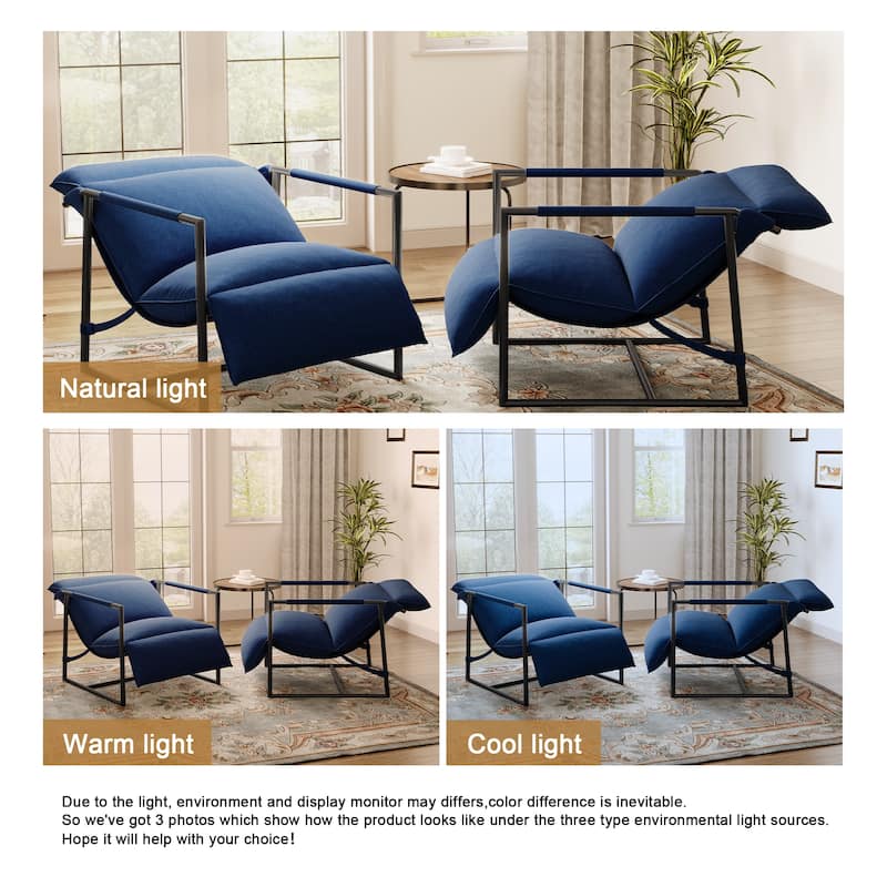Metal Sling Accent Chairs Armchair with Adjustable Headrest Set of 2