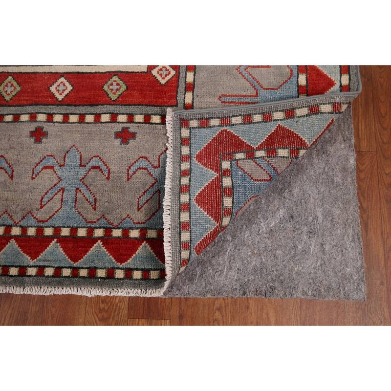 Gray Kazak Oriental Area Rug Handmade Wool Carpet - 6'6" x 10'2"