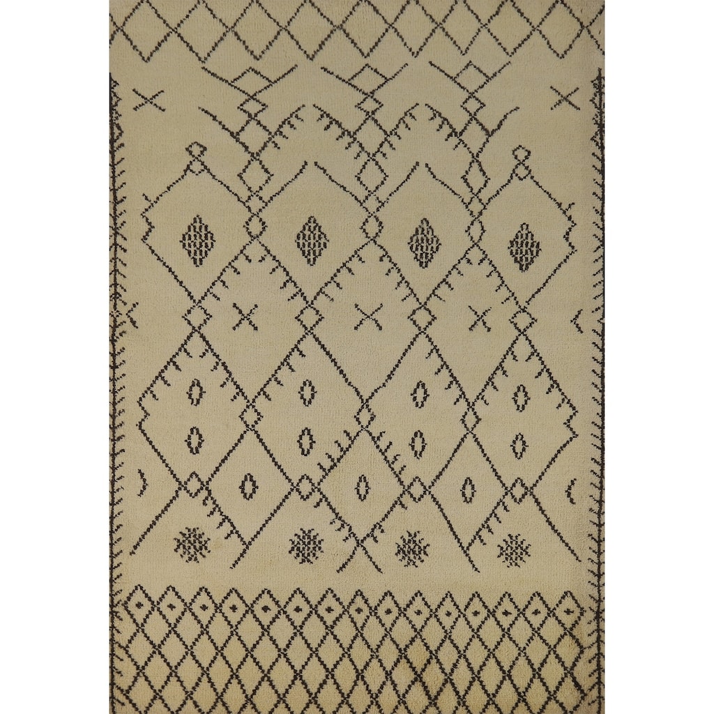 Trellis Moroccan Oriental Area Rug Handmade Bedroom Wool Carpet - 5'6" x 7'10"