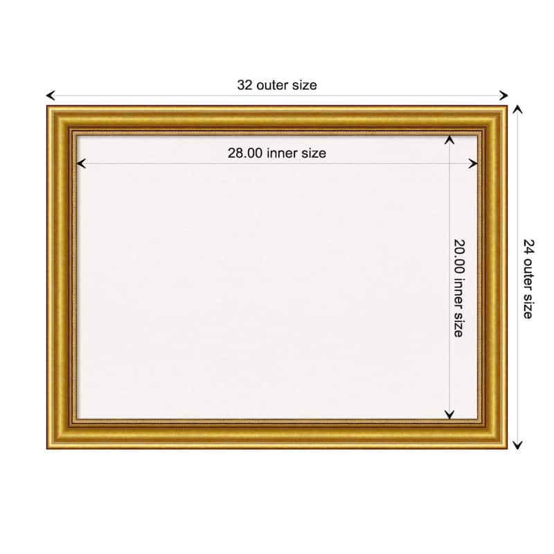 Townhouse Gold Wood Framed White Corkboard Bulletin Board - Board Size 28x20