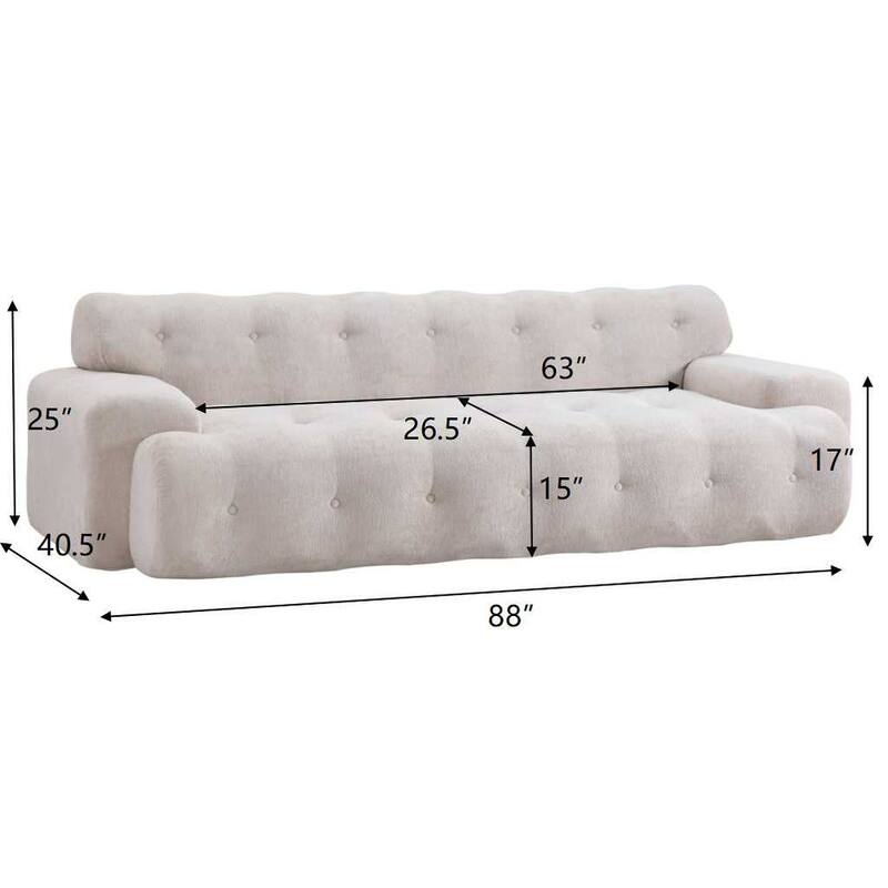 Button Tufted Upholstered 3 Seater Sofa, Comfy Chenille Deep Seat Cloud Couch, Compression Sofa for Apartment, Living Room