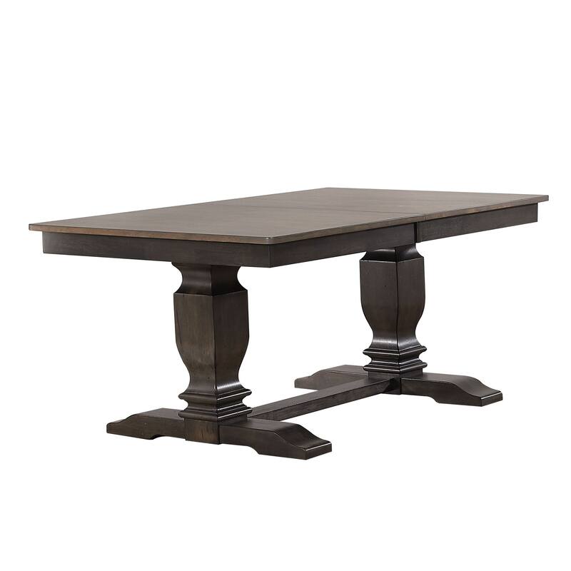 Double Transitional Base Dining Table In Antique Grey