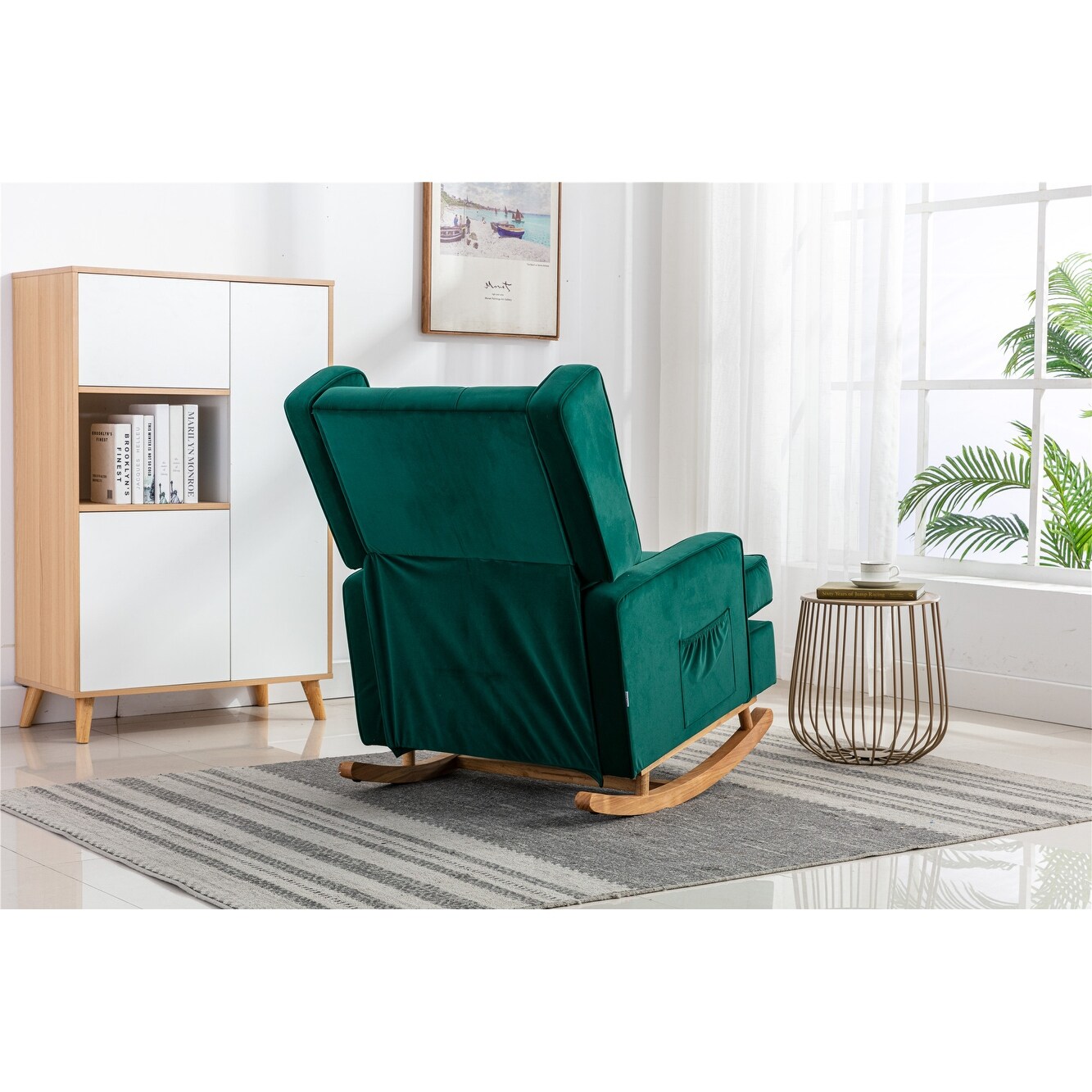 Solid Plywood Frame Rocking Chair High Backrest Ergonomic Leisure