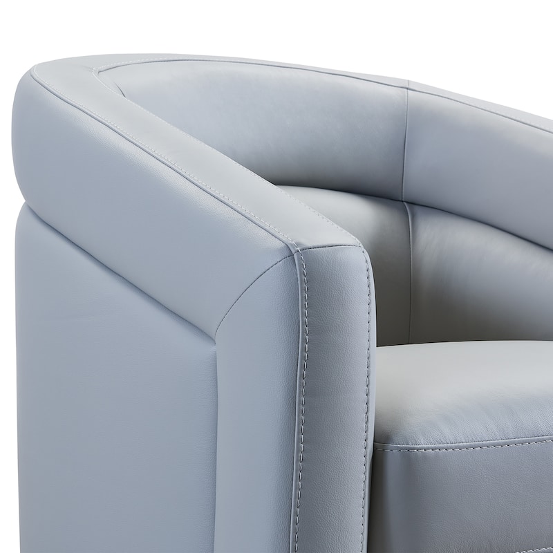 Desi Leather Swivel Barrel Arm Chair for Living Room
