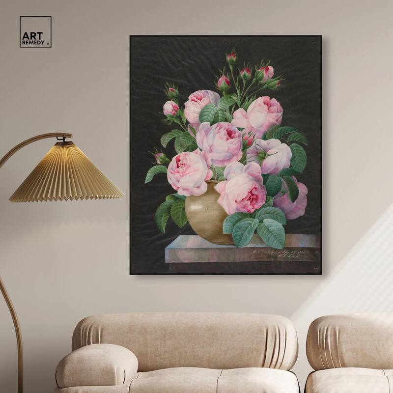 Pink Roses in a Vase Canvas by Art Remedy