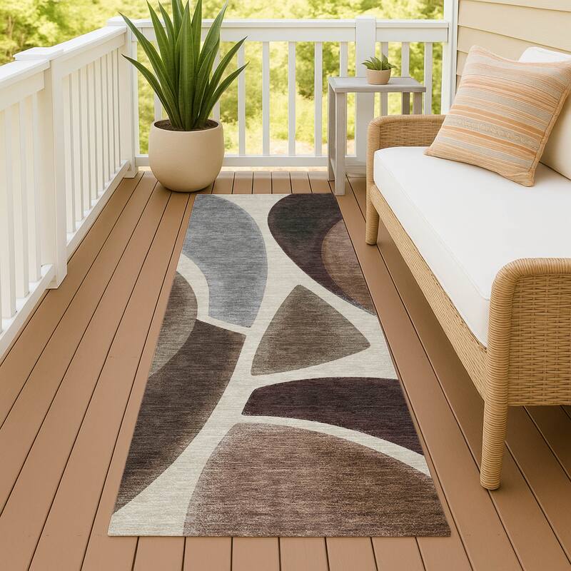 Machine Washable Indoor/ Outdoor Modern Hays Chantille Rug - Beige - 2'3" x 7'6"