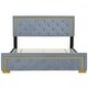 preview thumbnail 4 of 10, Queen Size Upholstered Platform Bed with Tufted Padded Headboard, Metal Wire Frame Accents, Sturdy Metal Legs
