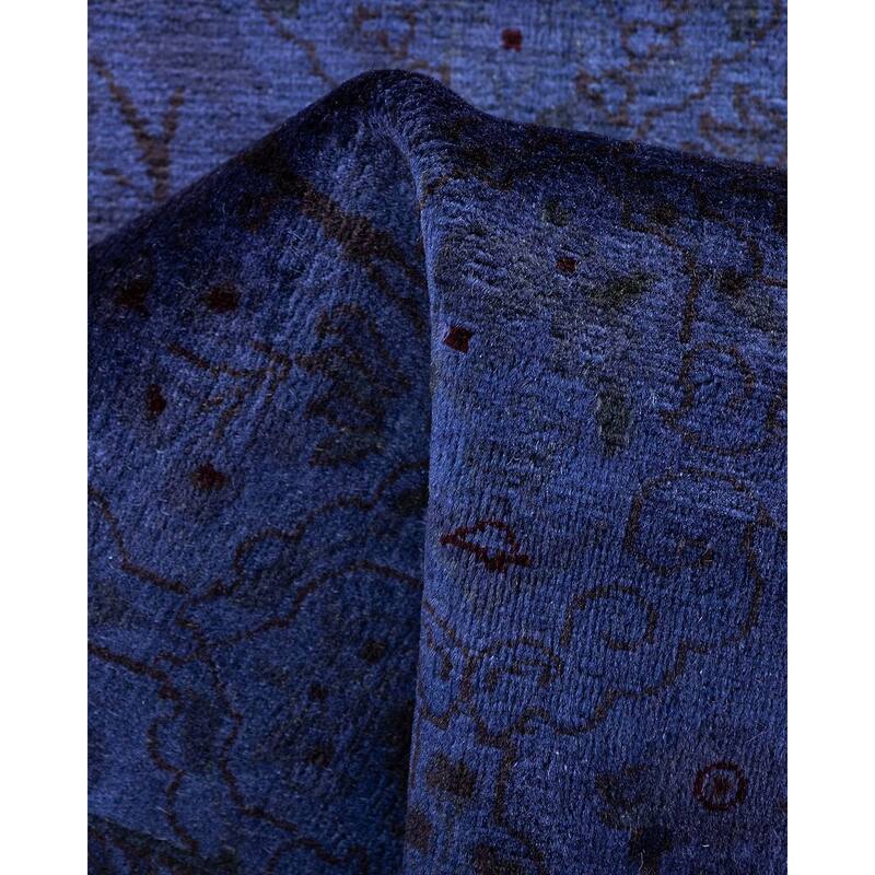 Fine Vibrance, One-of-a-Kind Hand-Knotted Runner Rug - Purple, 2' 8" x 19' 10" - 2' 8" x 19' 10"