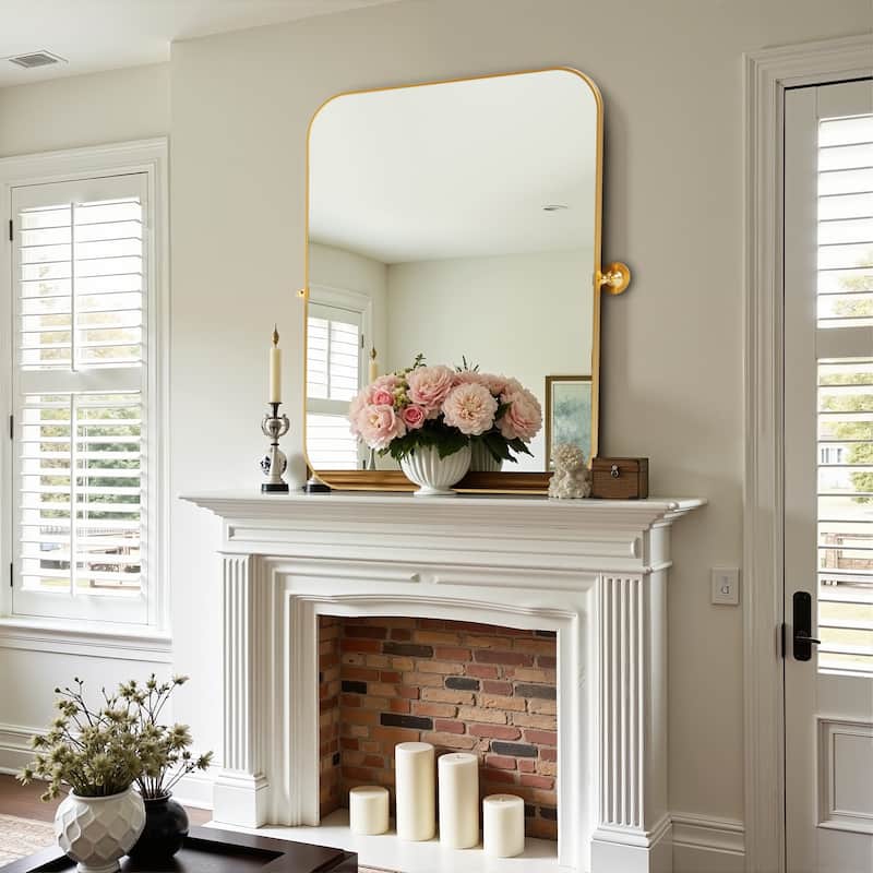 Iron Metal Frame Rectangular Windowpane Wall Mirror Farmhouse Rustic Elegant Decor for Living Room Bedroom Bathroom Entryway