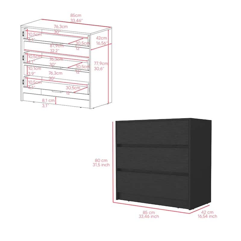 Wooden Three drawers Dresser