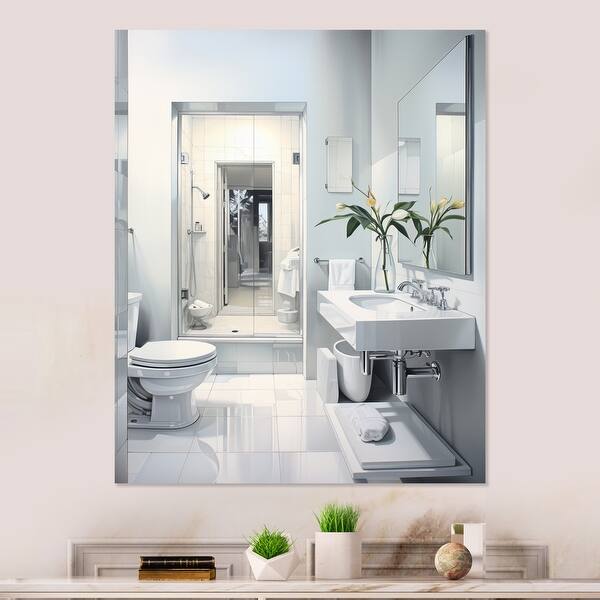 slide 2 of 7, Designart "Bathroom Minimalist Oasis II" Bathroom Metal Wall Decor