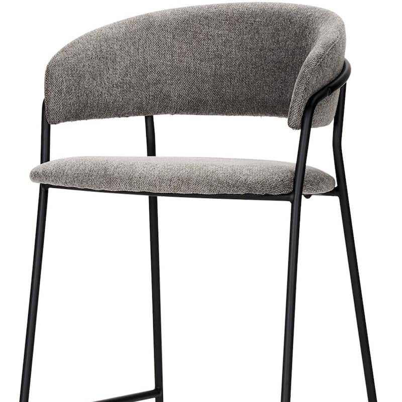 HomeRoots 30" Gray and Black Fabric and Metal Bar Height Bar Chair