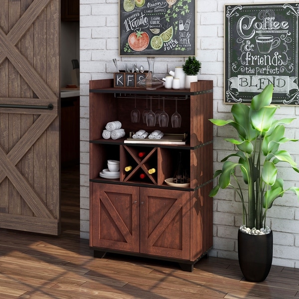 Furniture of America Keya Farmhouse Wine Cabinet Buffet. Opens flyout.