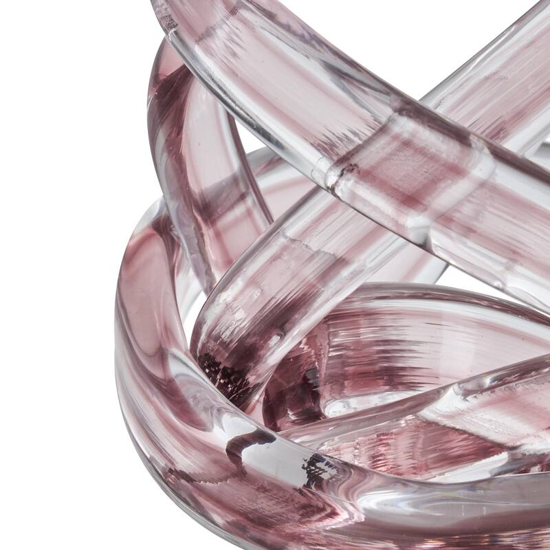 Glass Knot Brushed Twisted Decorative Sculpture - Pink, Dark Blue, White - Roche River Decor