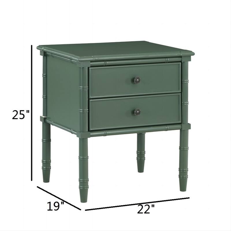 Emmett 2 Drawer Nightstand - Vintage Green