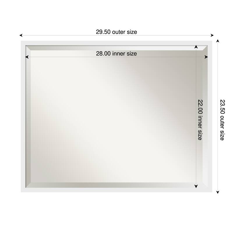 Incline Beveled Wood Framed Bathroom Vanity Wall Mirror - 30 x 24 in - Incline White