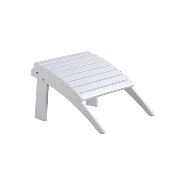 Arched Wooden Ottoman with Slatted Design and straight Legs, White