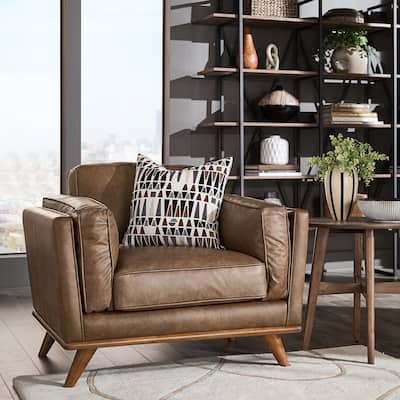 Gianella Tan Oxford Leather Chair by iNSPIRE Q Modern