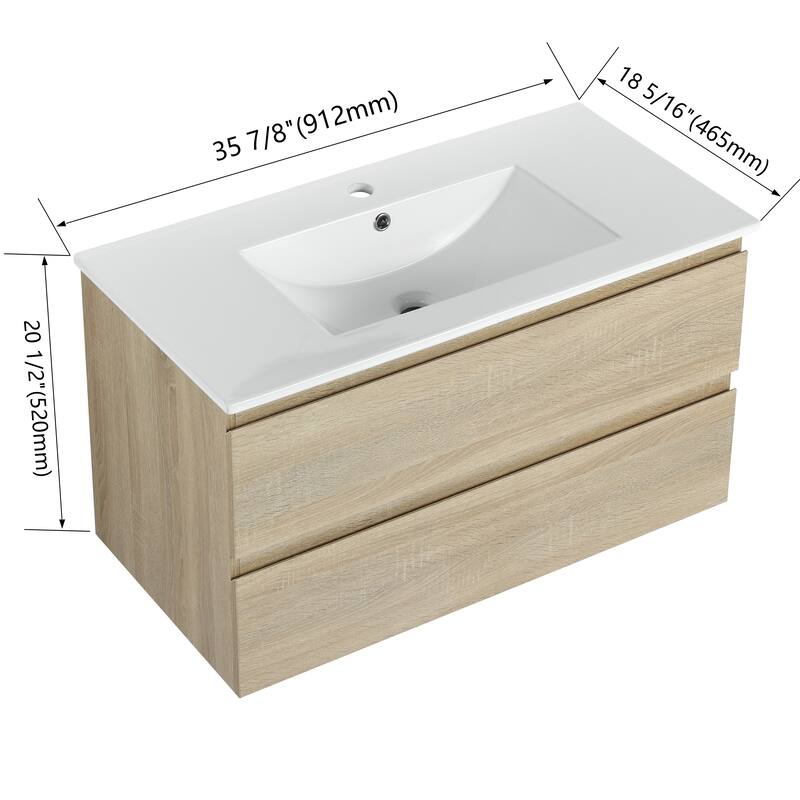 BNK 24"/30"/36'' Single Sink Bathroom Vanity with Two Soft Close Drawers